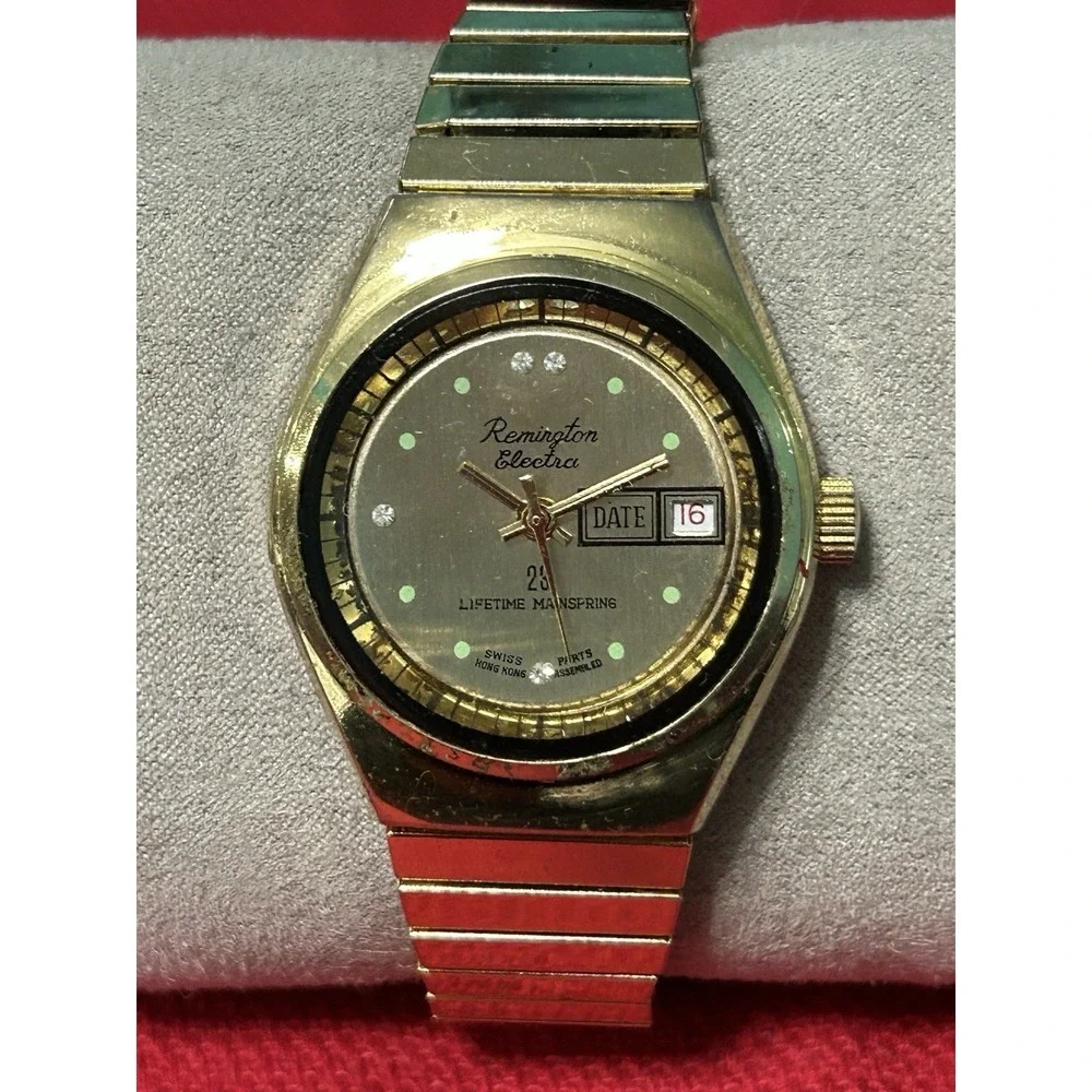 Vintage Remington Electra 23 Lifetime Mainspring‎ Gold Tone Manual Winding Watch